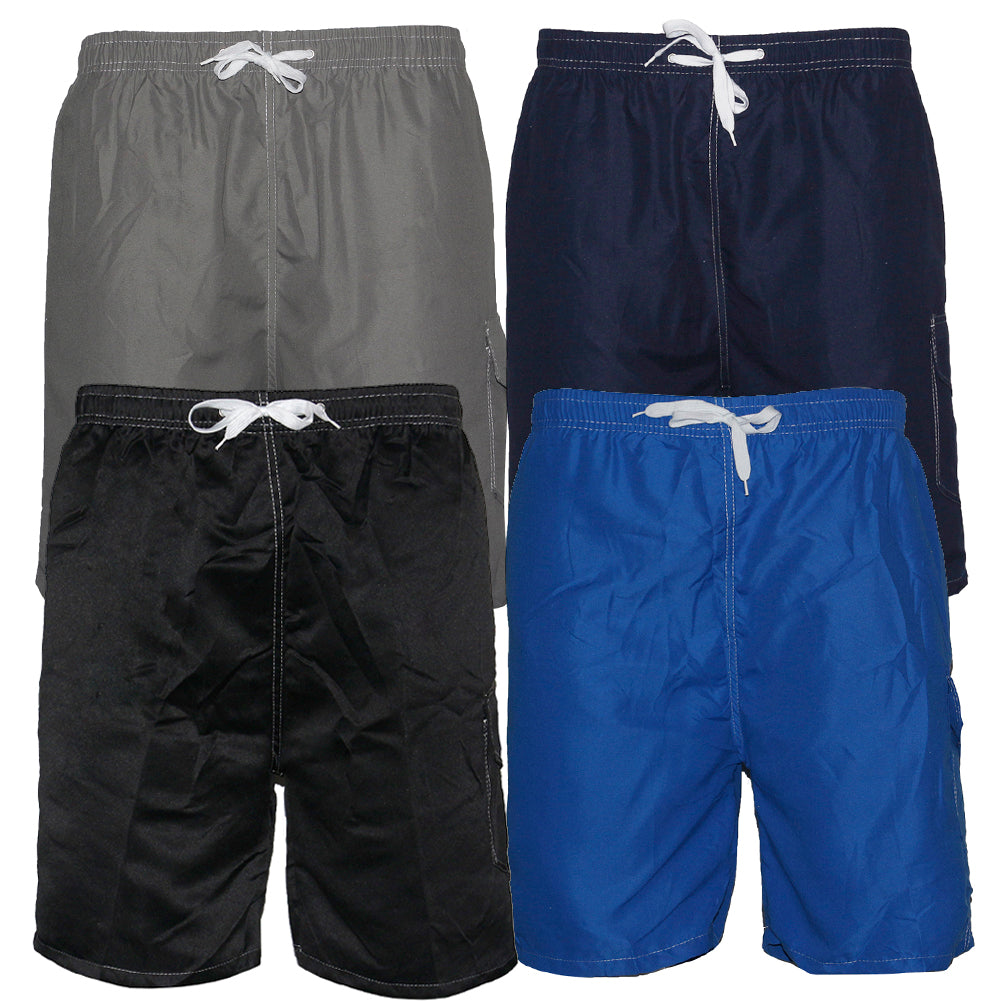 LeeHanTon Mens Swim Trunks Dry Fit Elastic Waist Drawstring Solid Beach Shorts