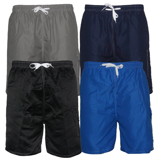 LeeHanTon Mens Swim Trunks Dry Fit Elastic Waist Drawstring Solid Beach Shorts