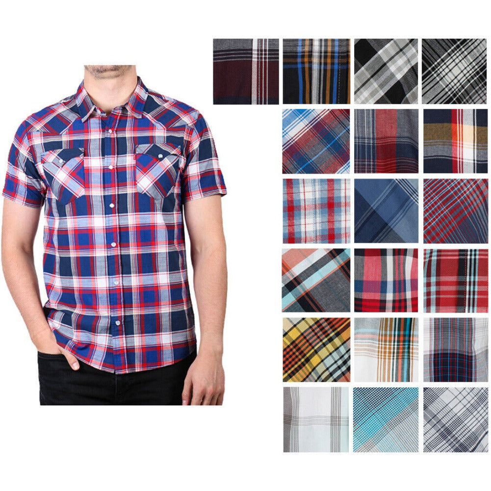 Levi's Men's Shirt Western Style Plaid Pattern Snap Front Short Sleeve Shirt
