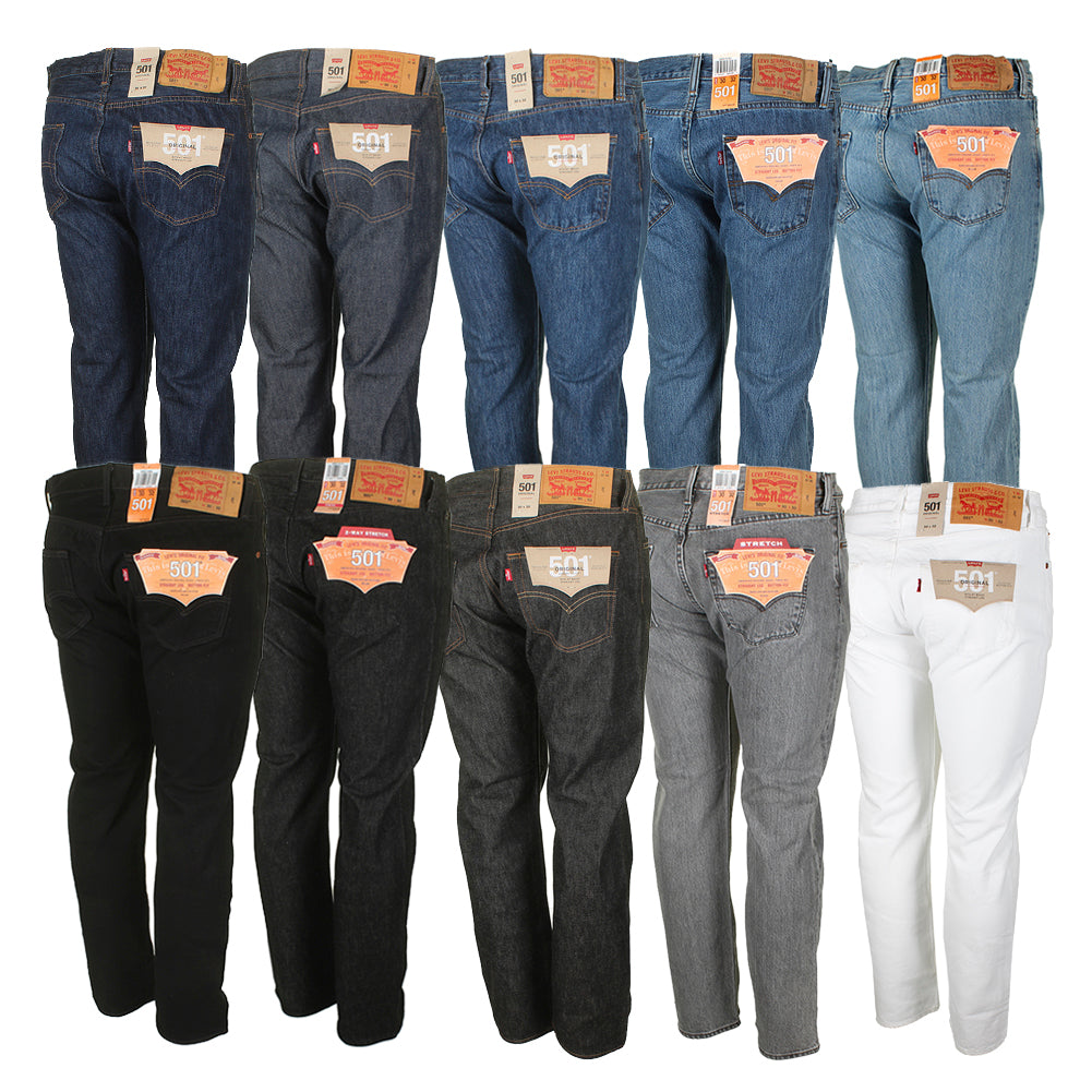 Levis Men's 501 Denim Original Shrink to Fit Button Fly Jeans