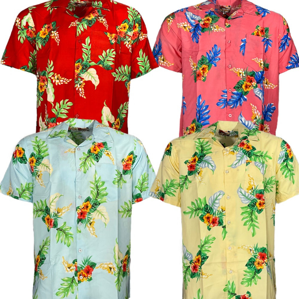Men's T-Shirt Print Style Summer Beach Button Down Short Sleeve Hawaiian Shirt