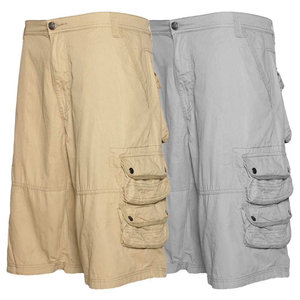 Men's Cargo Pocket Shorts Cotton Knee Length Casual Fit DBFL