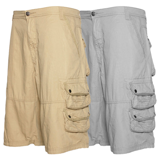 Men's Cargo Pocket Shorts Cotton Knee Length Casual Fit DBFL