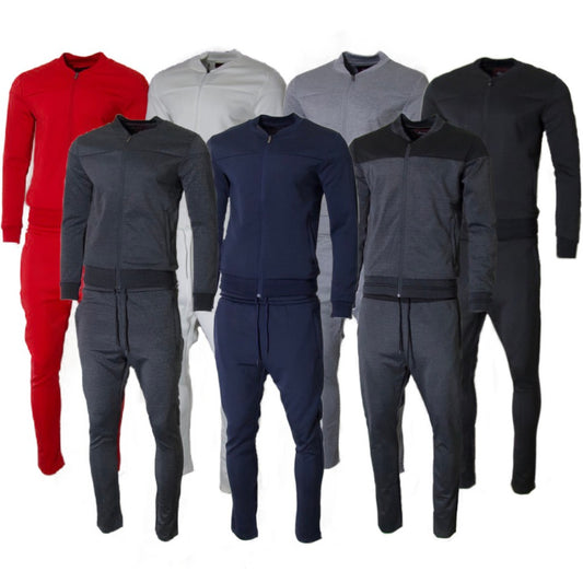 Men's Jogger 2-Piece Set Full Zip Solid Long Sleeve & Drawstring Pant Tracksuit