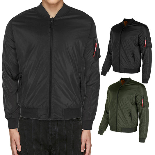 Maximos Men's Mike Zip Up Front and Sleeve Pocket Bomber Jacket