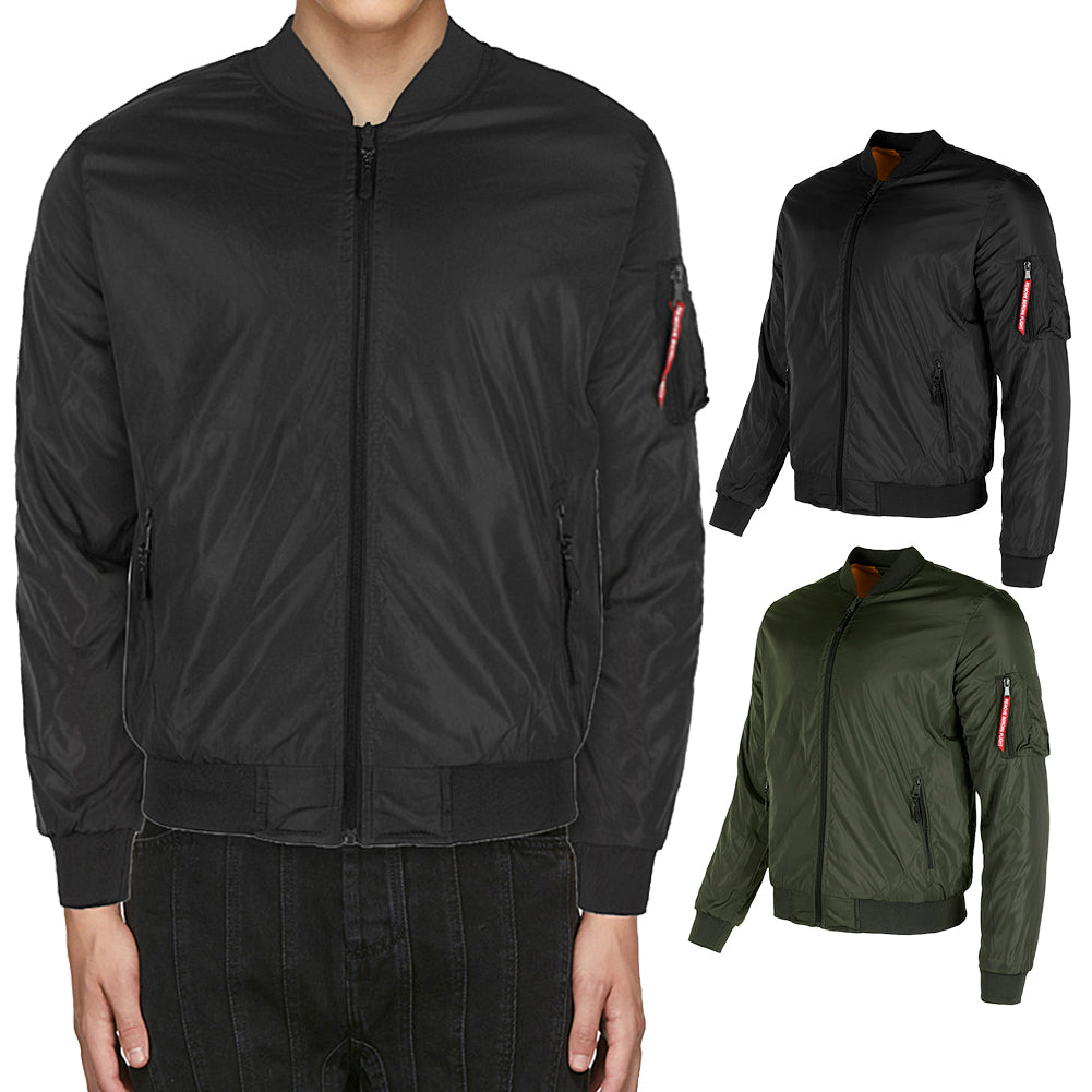 Maximos Men's Mike Zip Up Front and Sleeve Pocket Bomber Jacket