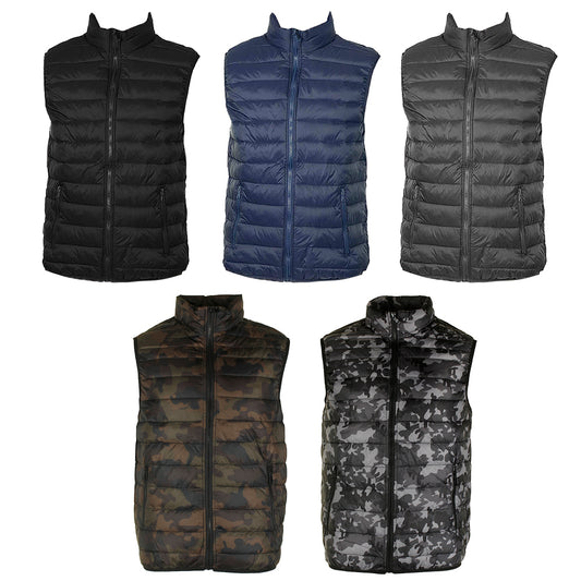 Maximos Men's Sleeveless  Zip Up Front Pocket Mock Neck Puffy Vest
