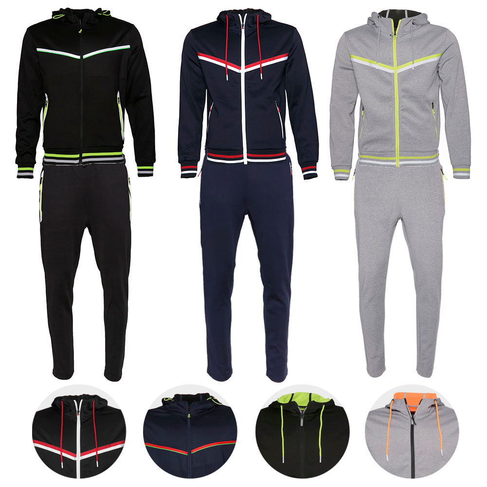 Mens Athletic Tracksuit Set Gym 2-Piece Zip Up Jacket Jogger Pants