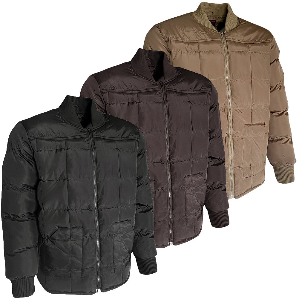 Men's Jacket Quilted Puffer Padded Insulated Warm Heavyweight Bomber Coat VAQ