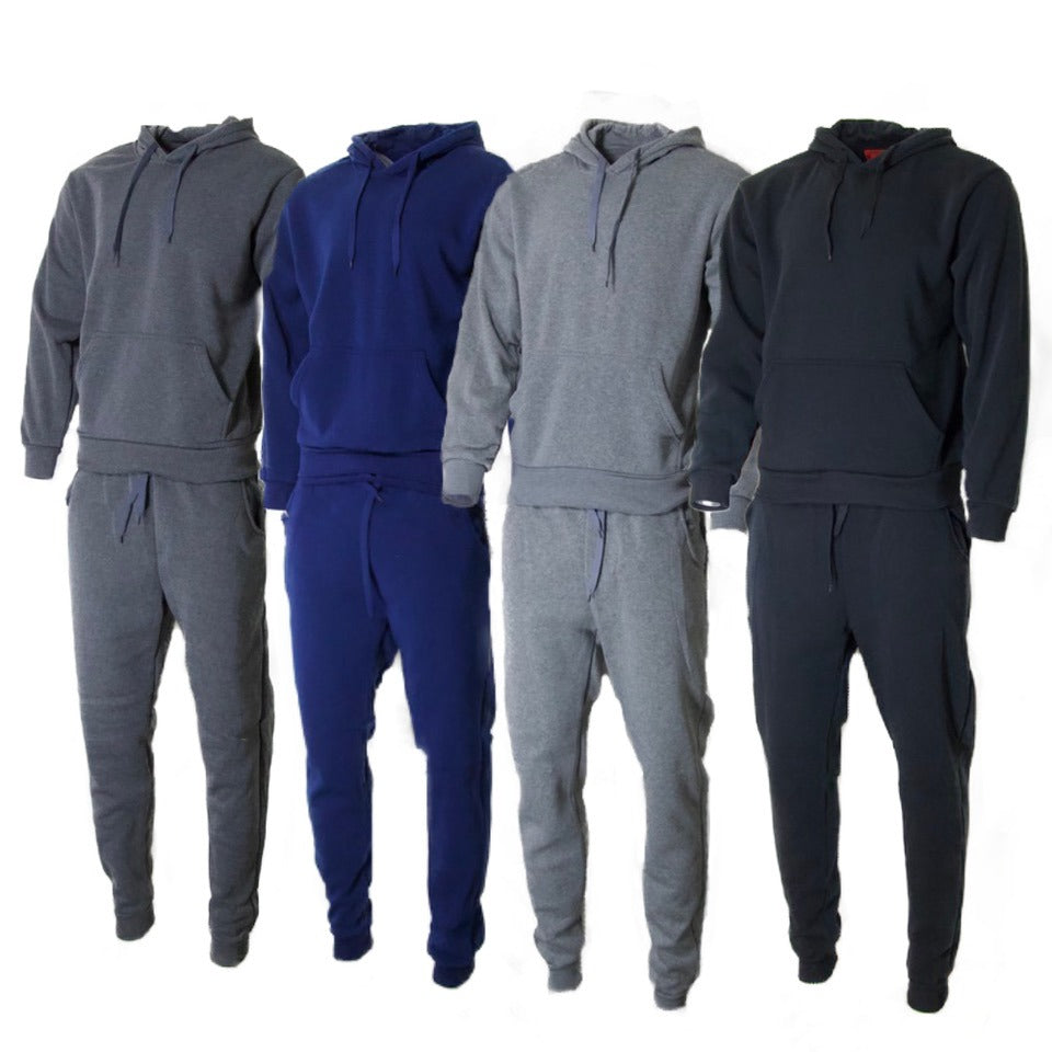 Men's Jogger 2-Piece Set Athletic Solid Hoodie and Drawstring Pant Tracksuit