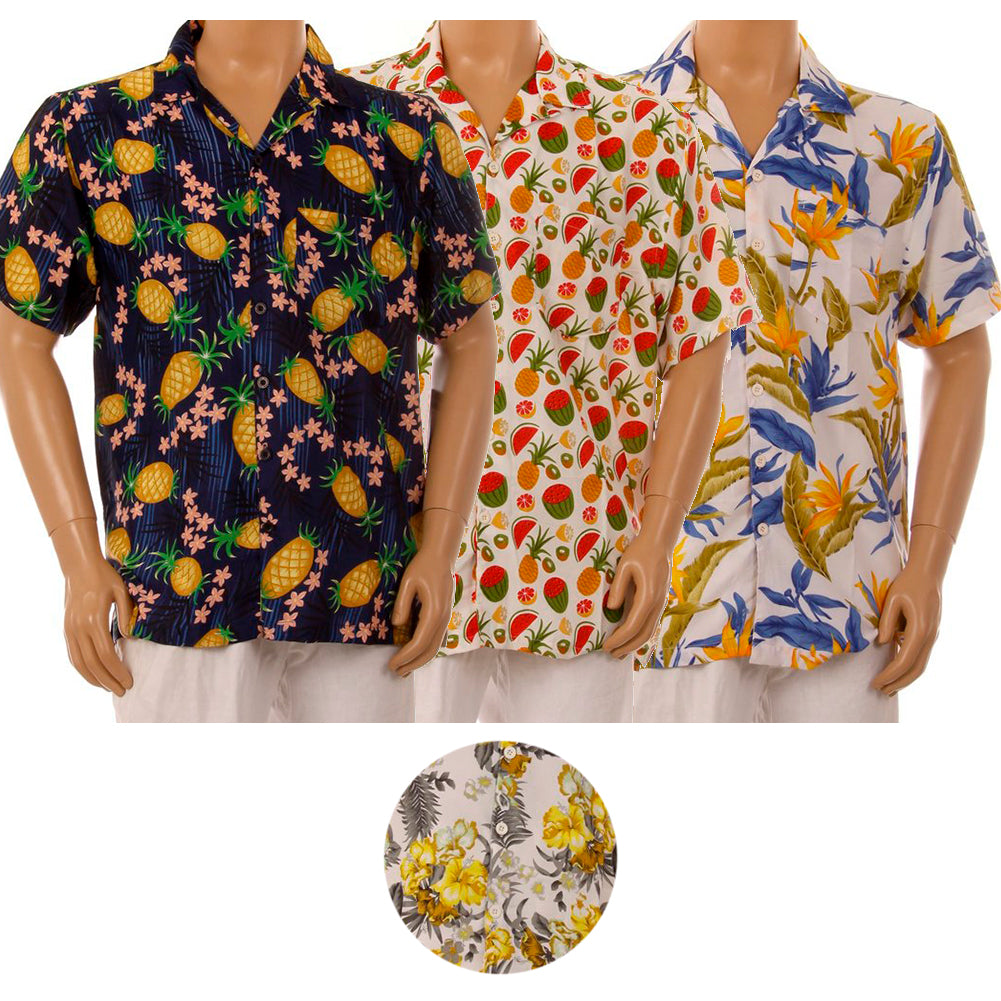 Men's Hawaiian Tropical Shirt Summer Aloha Beach Party Button Casual Loose Fit