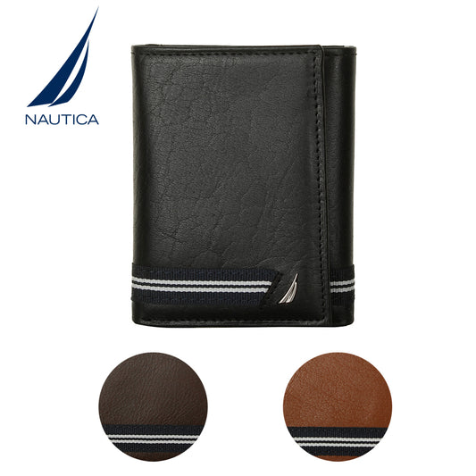 Nautica Men's 31NU110011 Leather Credit Card ID Window Trifold Wallet