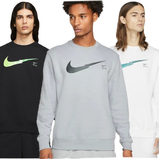 Nike Men's Sweatshirt Zigzag Logo French Terry Long Sleeve Pullover Sweater Top
