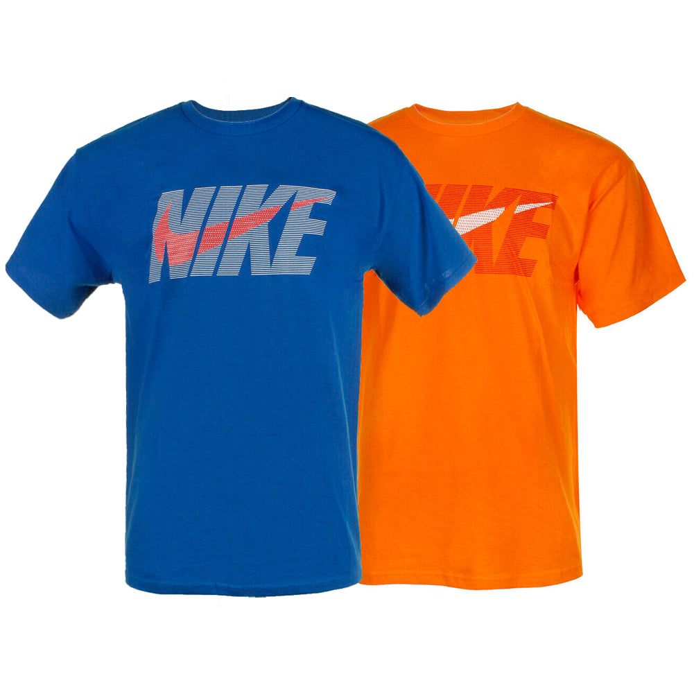 Nike Men's Athletic Wear Regular Striped Logo Swoosh Graphic Active Gym T-Shirt