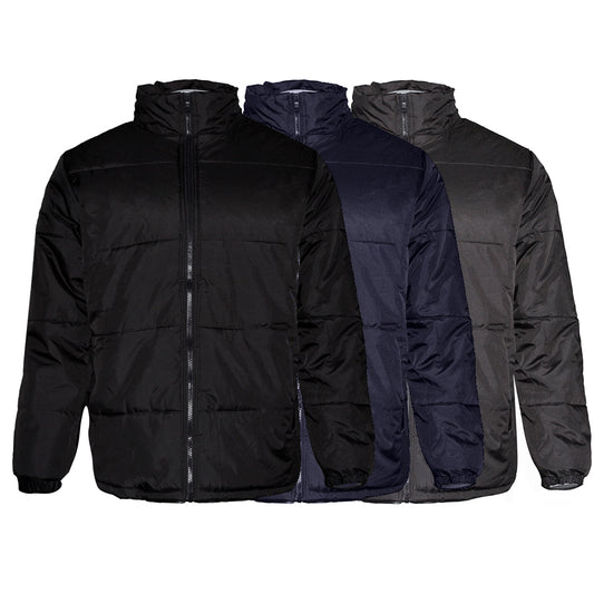Mens Zipper Puffer Jacket Removable Hoodie Side Pockets Regular Fit