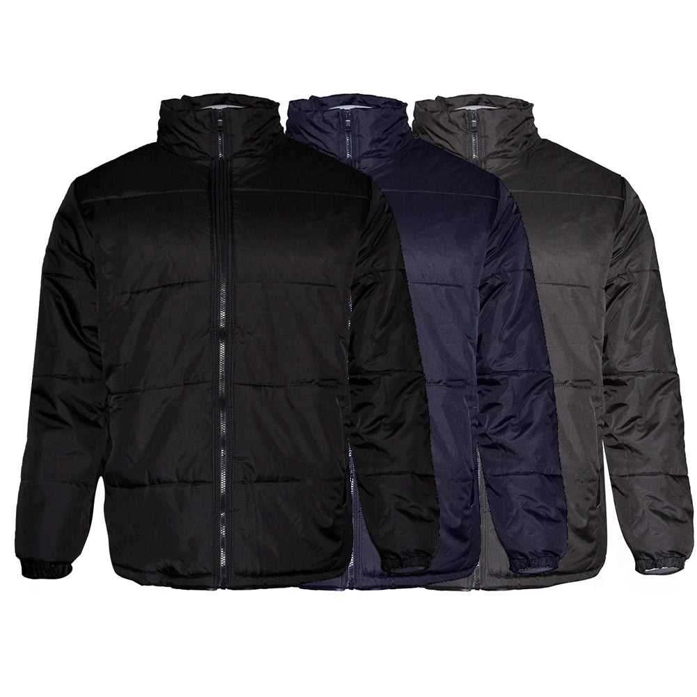 Mens Zipper Puffer Jacket Removable Hoodie Side Pockets Regular Fit