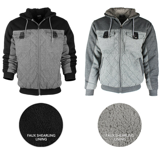 Original Deluxe Men's Sherpa Lined Pocket Front Zip Up Hoodie