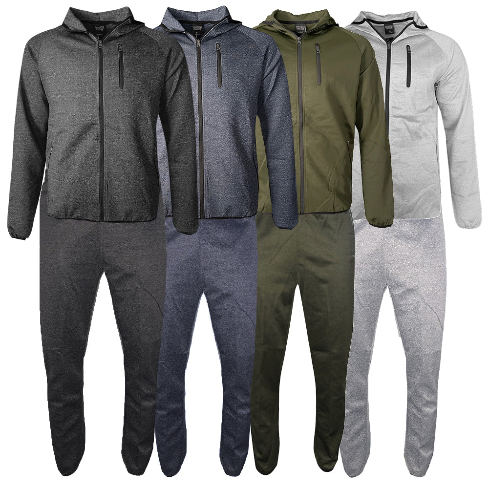 Men's Jogger Set Athletic Sports Tracksuit Full Zip Hoodie Jacket and Pants