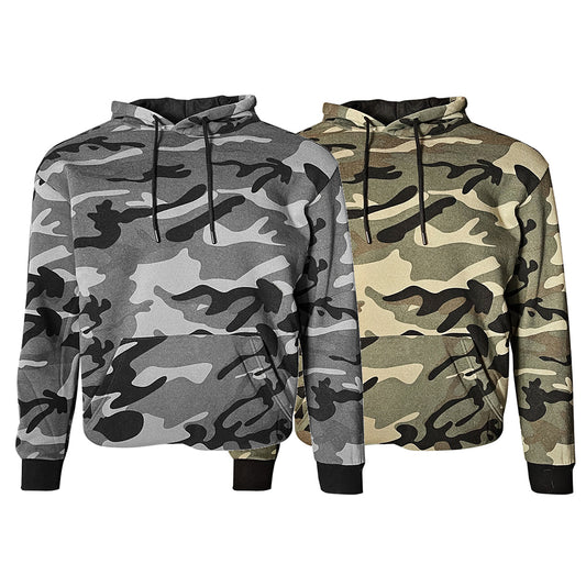 Mens Hoodie Camo Print Soft Athletic Pullover Drawstring Hooded Sweatshirt