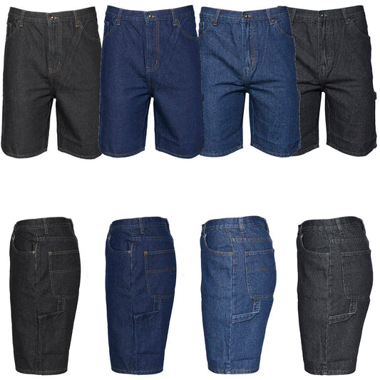 Men's Denim Jean Shorts Casual Carpenter Style Relaxed Fit Quality Cotton