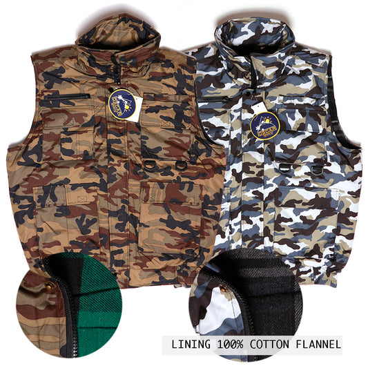 Men's Cargo Camo Vest Zip-up With 9 Pockets Hunting Tactical Oscar Sports
