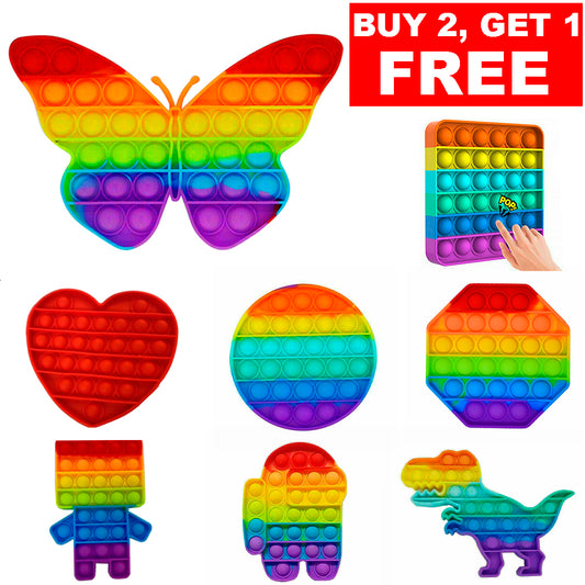 Push Pop Rainbow New Silicone Sensory Fidget Toy Pop Bubble Stress Relief