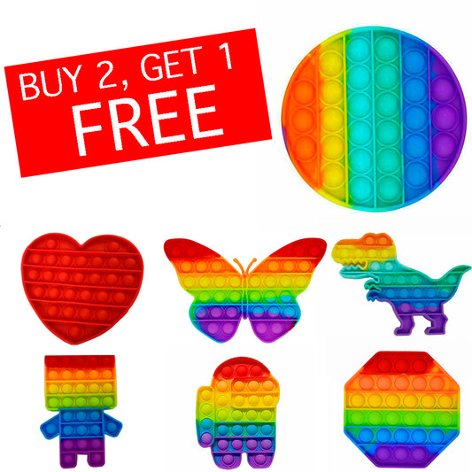Push Pop Rainbow Silicone Sensory Fidget Toy Pop Bubble Stress Relief