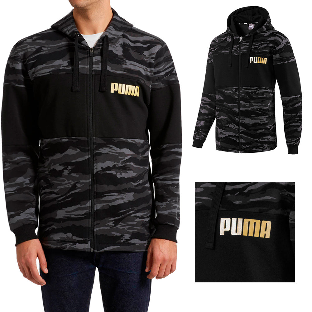 Puma Men's Relaxed Fit Full Zip Camouflage FZ Hoodie