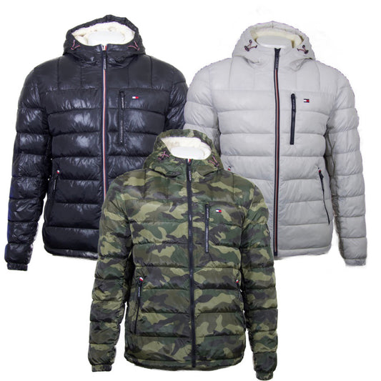 Tommy Hilfiger Men's Sherpa Lined Jacket Hooded Water Resistant Puffer Coat