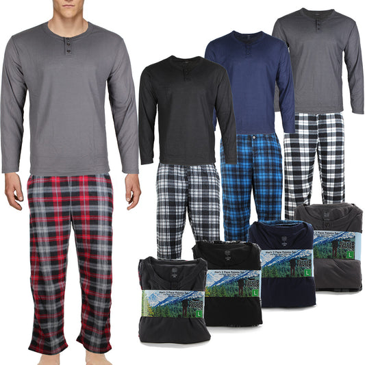 Rugged Frontier Men's Plaid Fleece 2 Piece Lounge Pajama Set