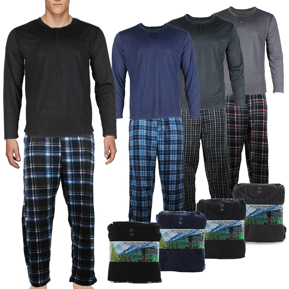 Rugged Frontier Men's Plaid Fleece 2 Piece Lounge Pajama Set