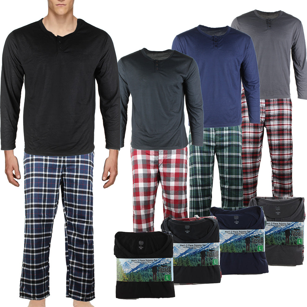 Rugged Frontier Men's Plaid Flannel 2 Piece Lounge Pajama Set