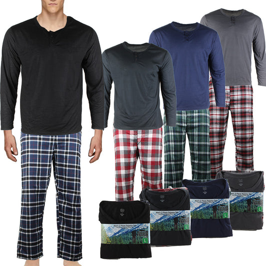Rugged Frontier Men's Plaid Flannel 2 Piece Lounge Pajama Set