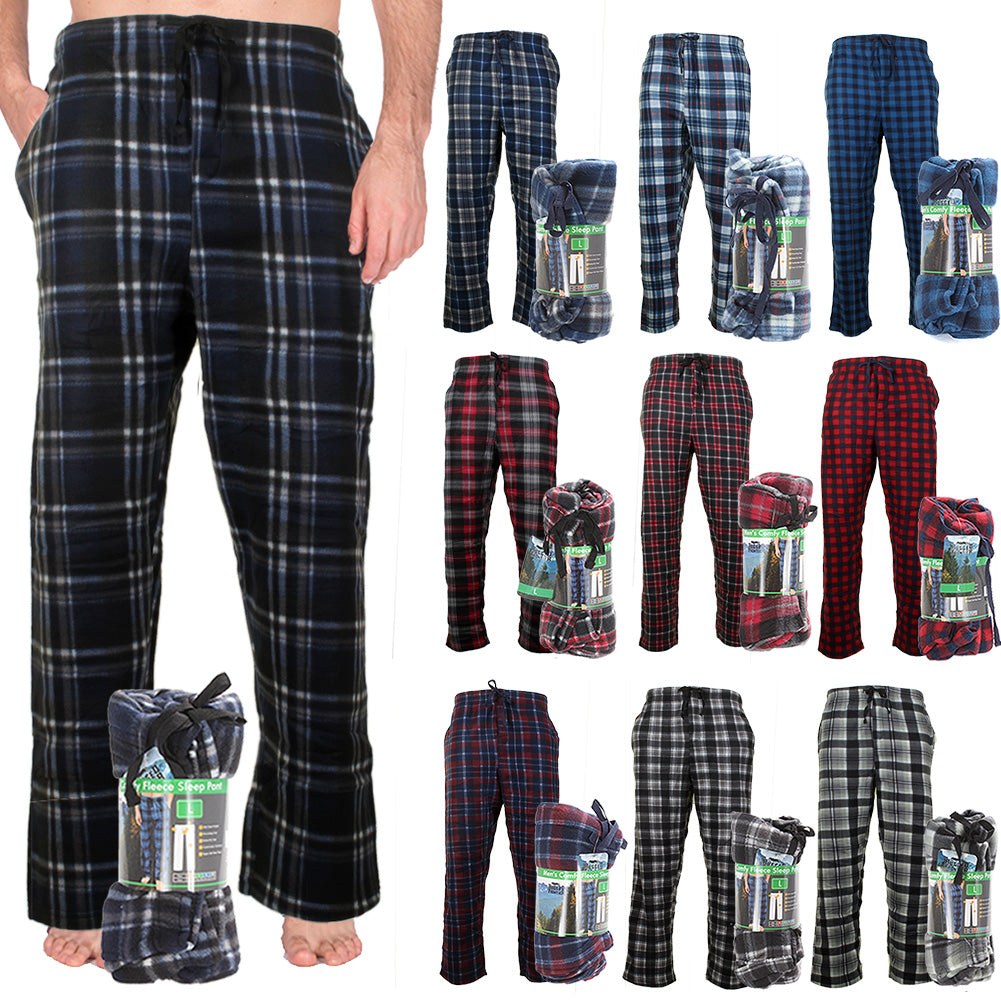 Rugged Frontier Men's Comfy Fleece Plaid Fleece Lounge Sleep Bottom Pajama Pants