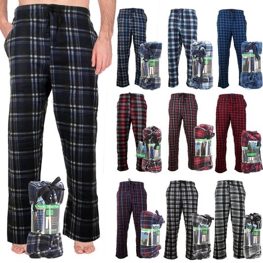 Rugged Frontier Men's Comfy Fleece Plaid Fleece Lounge Sleep Bottom Pajama Pants