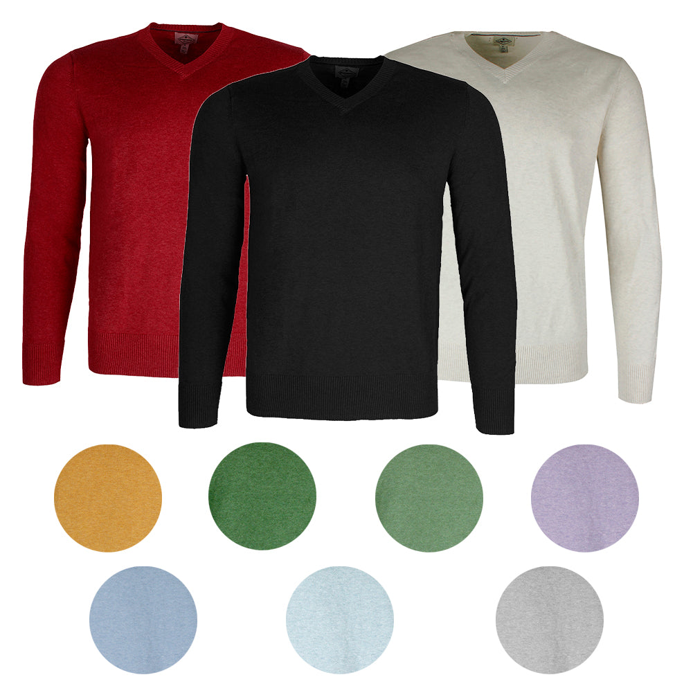 St John's Bay Men's Long Sleeve V Neck Solid Cotton Pullover Sweater
