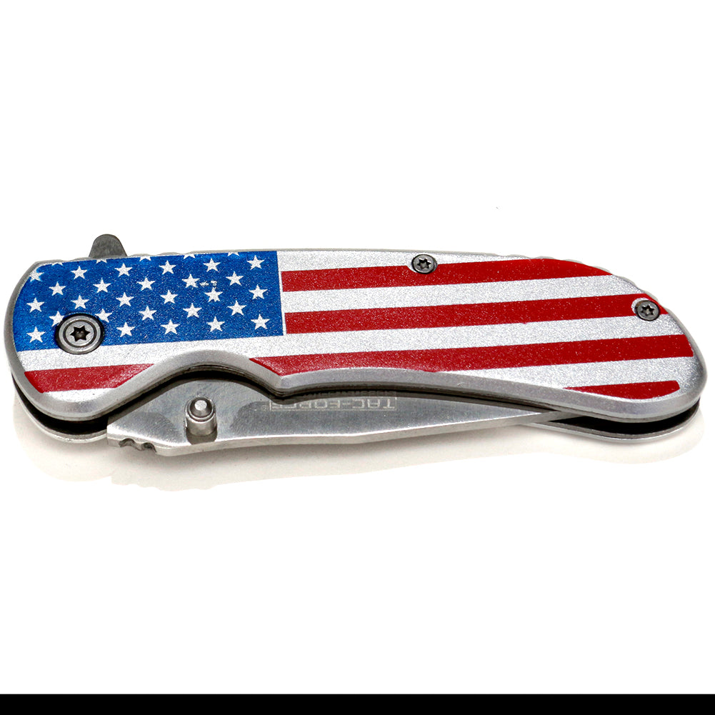 TAC-FORCE 8” Assisted Spring Opening Folding Blade Pocket Knife American Flag