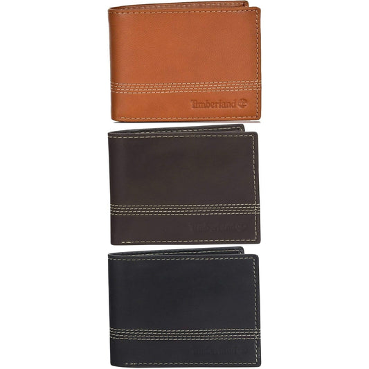 Timberland Men's Wallet Leather Cloudy Quad Stitched Bifold Wallet D01389