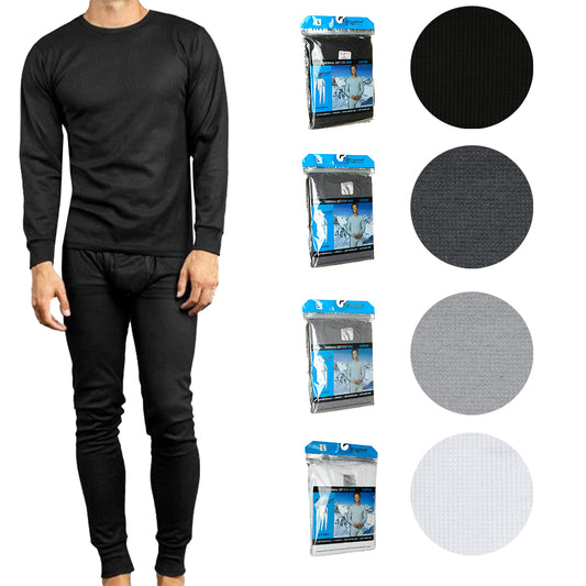 Therma Tek Men's Underwear Waffle Knit Thermal Long Johns 2 PC Top & Bottom Set