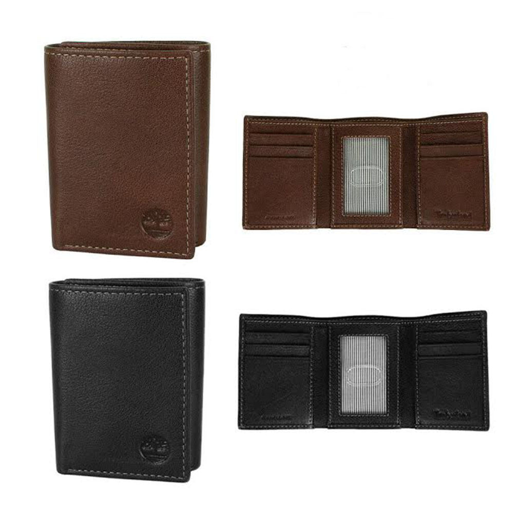 Timberland Men's Natural Grain Leather Trifold Wallet