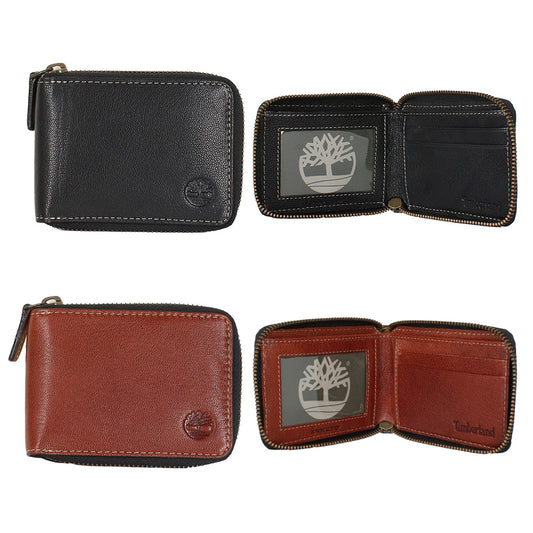 Timberland Men's Genuine Leather Cavalieri Zip Around Wallet