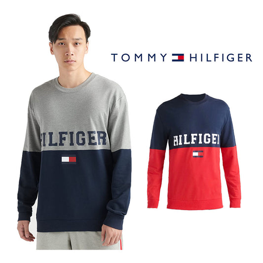 Tommy Hilfiger Men's Lounge Sleep Color Block Crew Neck French Terry Sweatshirt