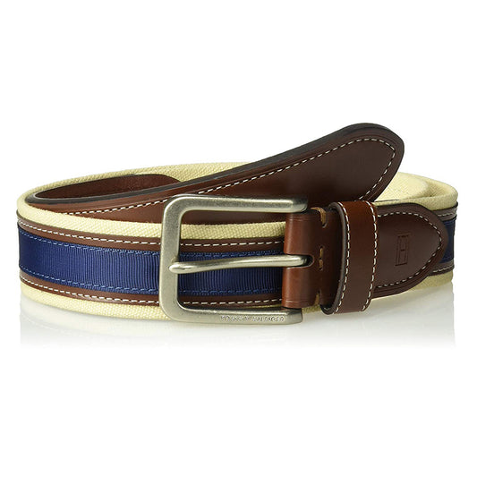 Tommy Hilfiger Men's 11TL02X044 35mm Premium Canvas Leather Belt