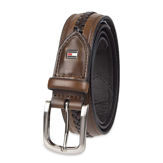 Tommy Hilfiger Men's 11TL02X047 35mm Genuine Leather Braided Belt
