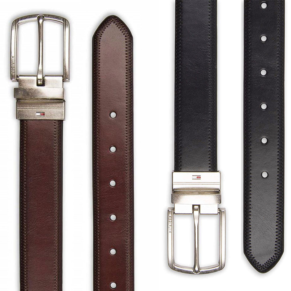Tommy Hilfiger Men's 11TL02X188 32mm Polished Reversible Belt With Stitch