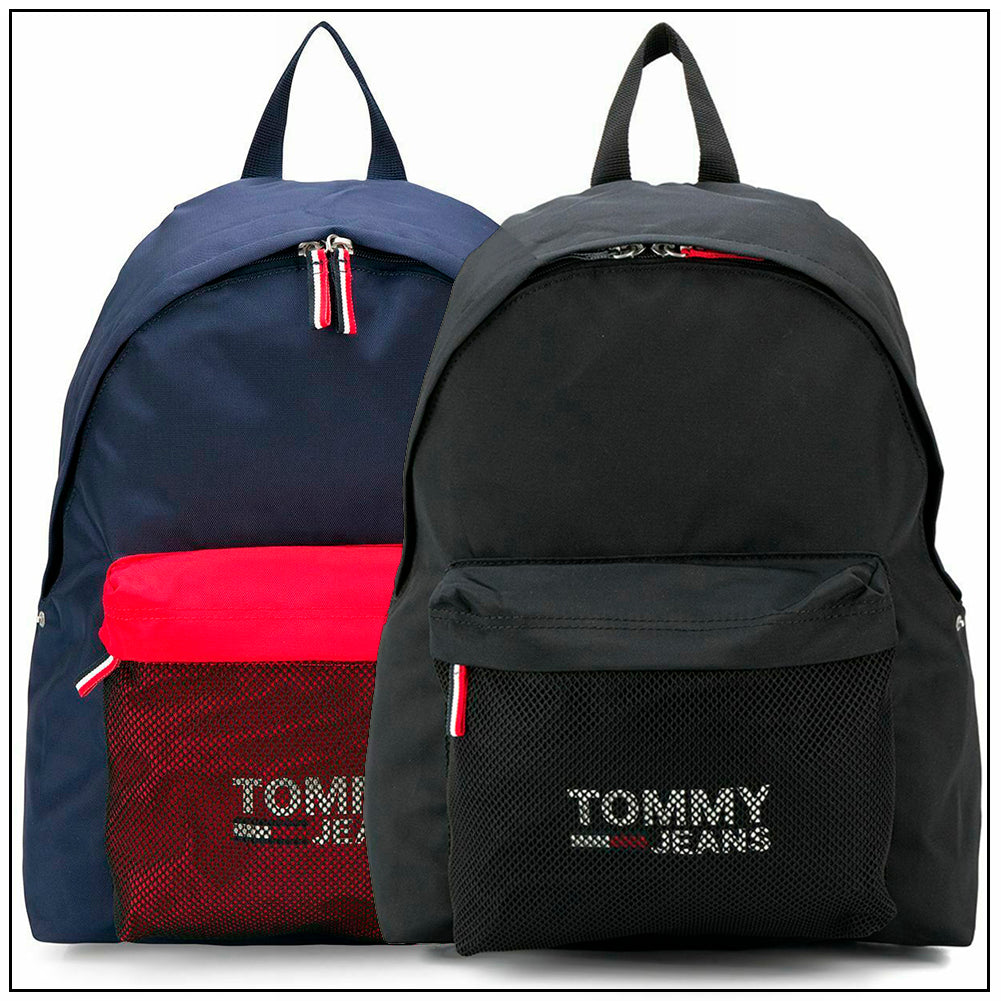 Tommy Jeans Logo Cool City Print Mesh Pocket School Bag Backpack 4x12x18
