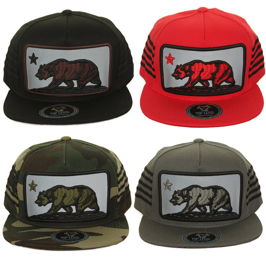 Top Level California Bear Embroidered Side Strap Hat Cap