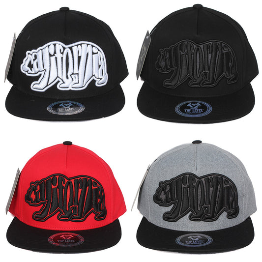 Top Level Men's Stylized California Bear Two Tone Hat Cap