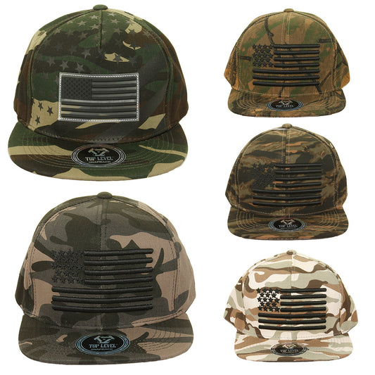 Top Level Men's Embroidered US Flag Military Print Hat Cap