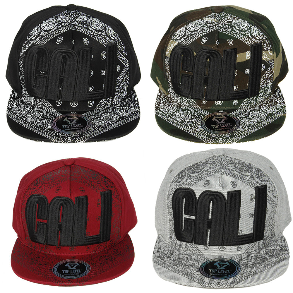 Top Level Men's Cali Bandana Print Adjustable Hat Cap